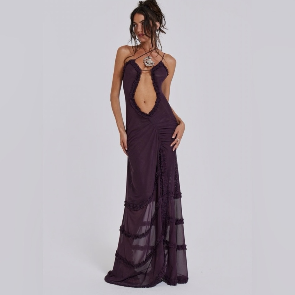Jaded London Purple Backless Maxi Gown